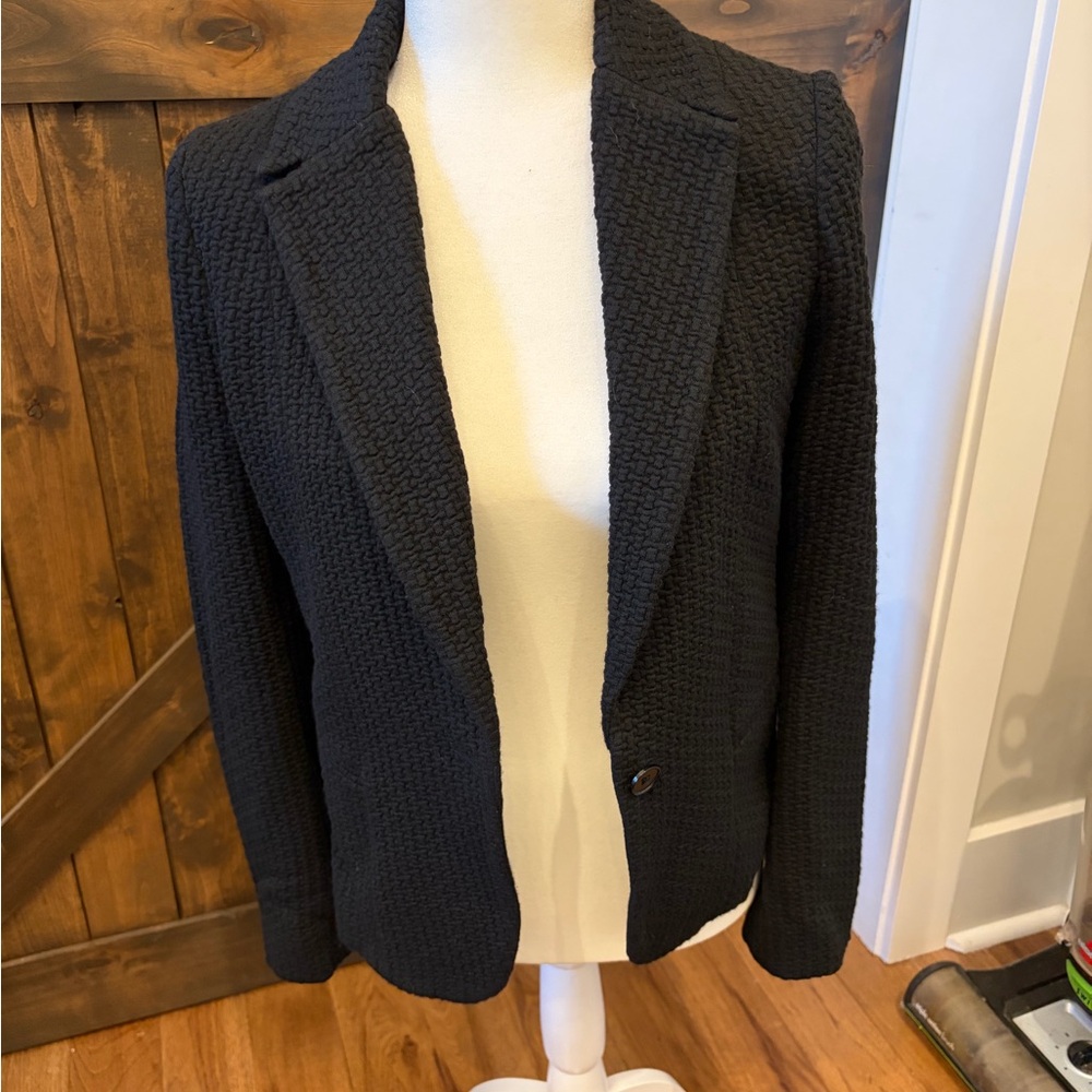 Reiss Black Knit Textured Women's Blazer - Picture 2 of 4